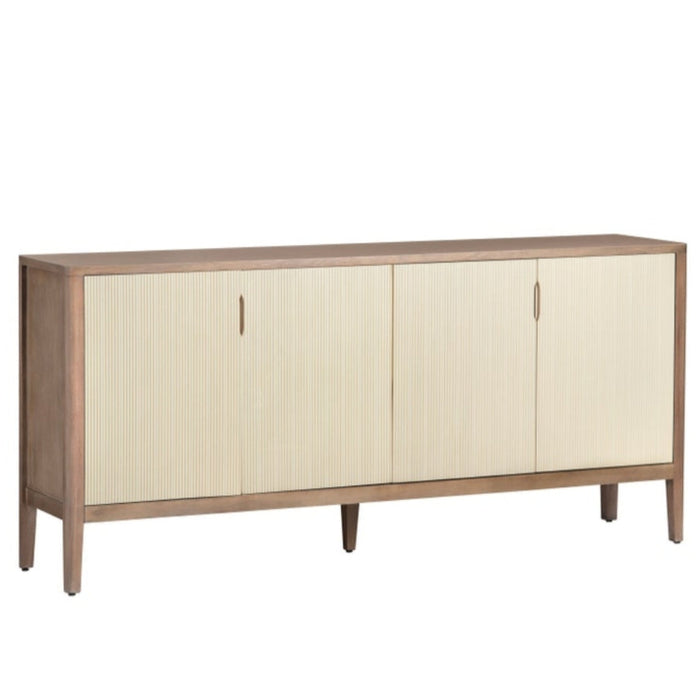 Natural Wood Grain Fluted Cream Doors Sideboard