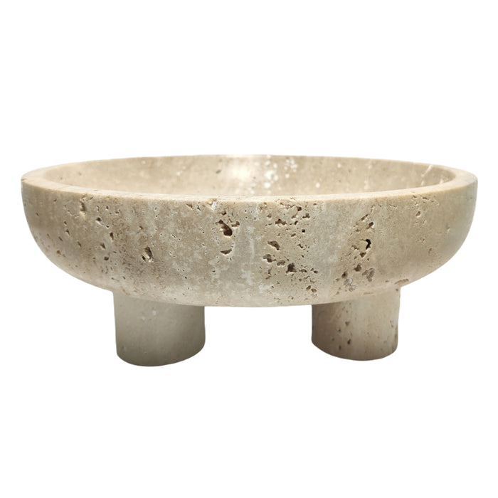 Beige Travertine Footed Bowl