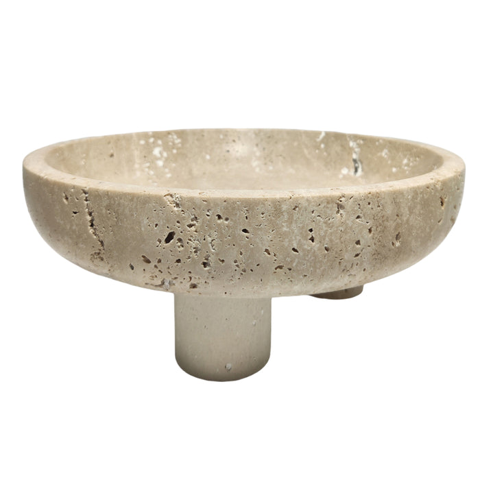 Beige Travertine Footed Bowl