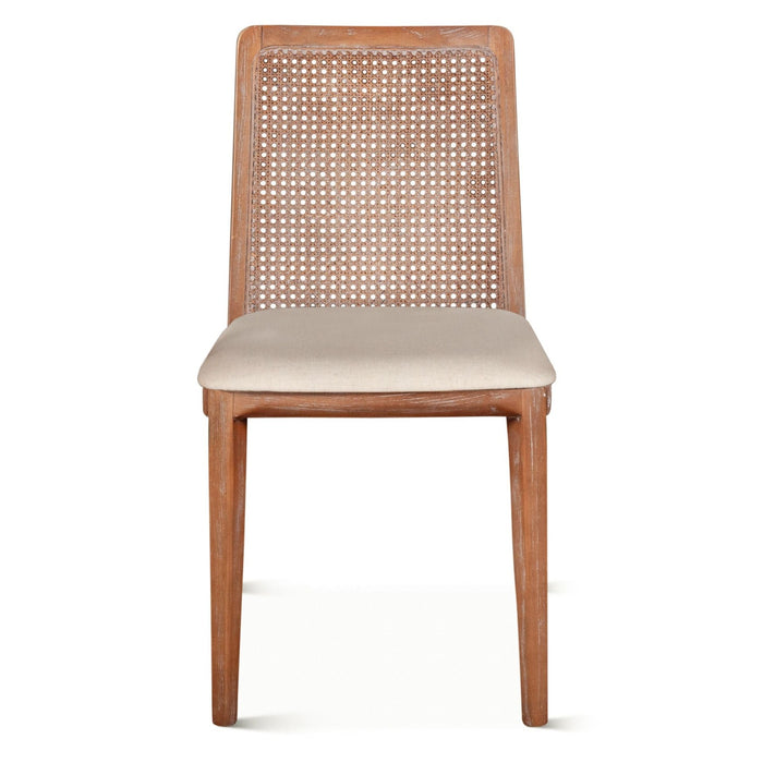 Upholstered Off-White Cane Back Dining Chair