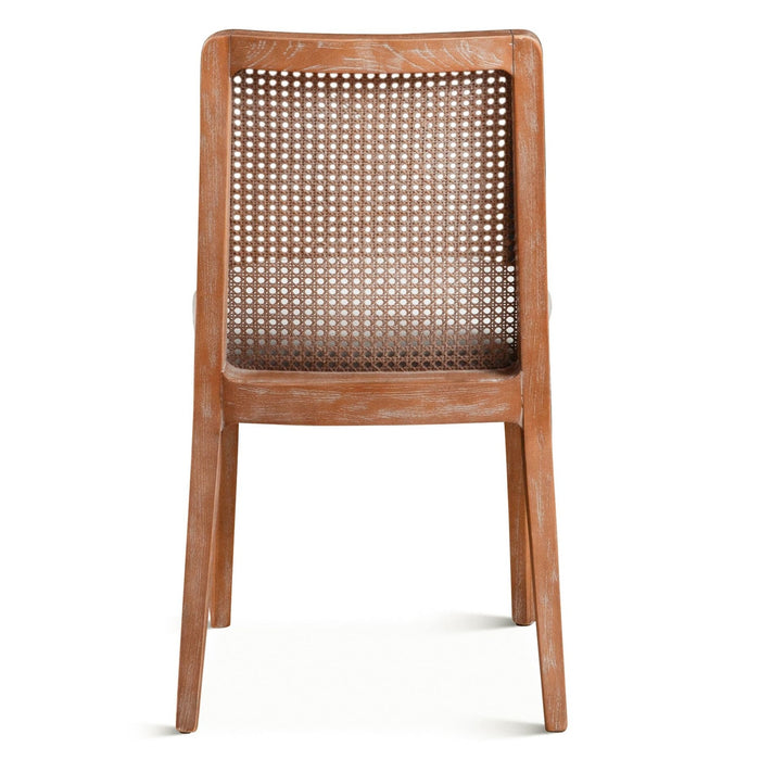 Upholstered Off-White Cane Back Dining Chair