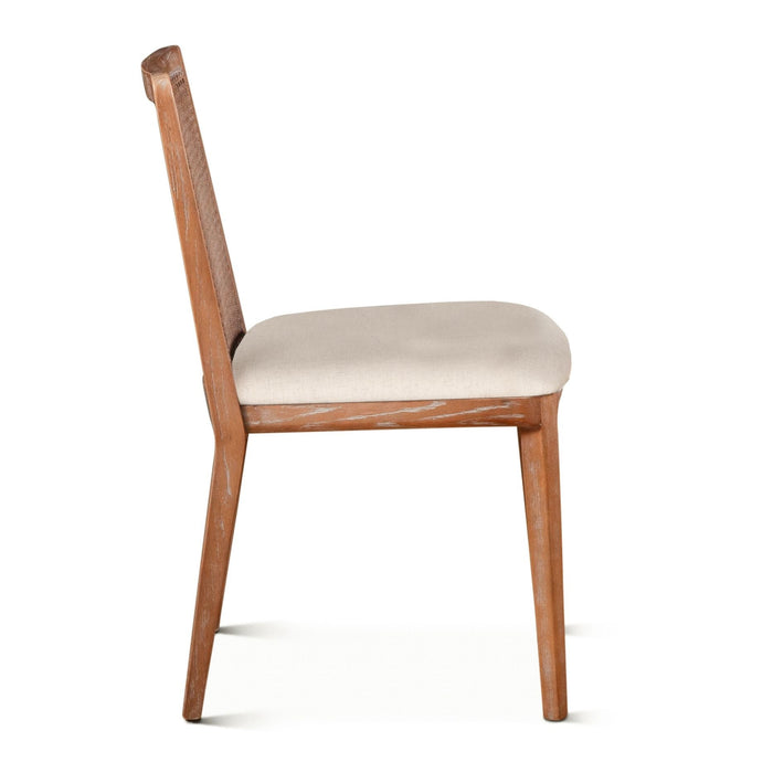 Upholstered Off-White Cane Back Dining Chair