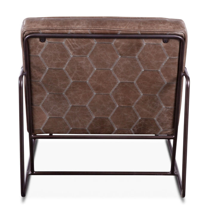 London Gray Leather and Metal Armchair