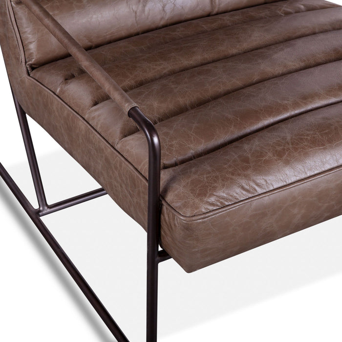 London Gray Leather and Metal Armchair