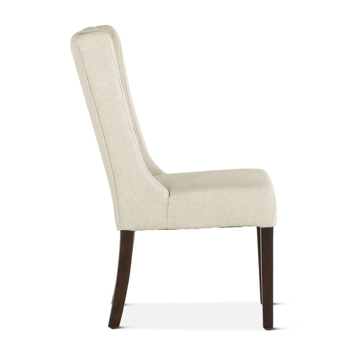 Upholstered Tufted Beige Linen Dining Chair