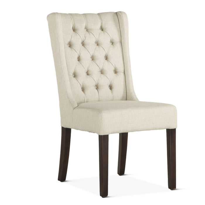 Upholstered Tufted Beige Linen Dining Chair