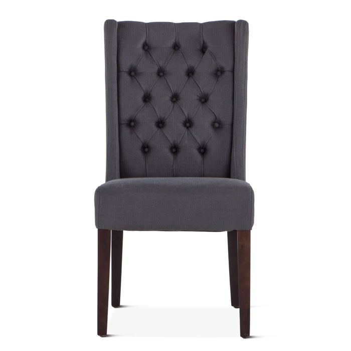 Upholstered Tufted Gray Linen Dining Chair