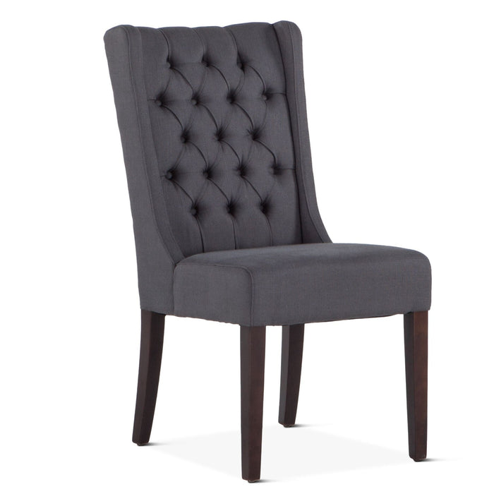 Upholstered Tufted Gray Linen Dining Chair