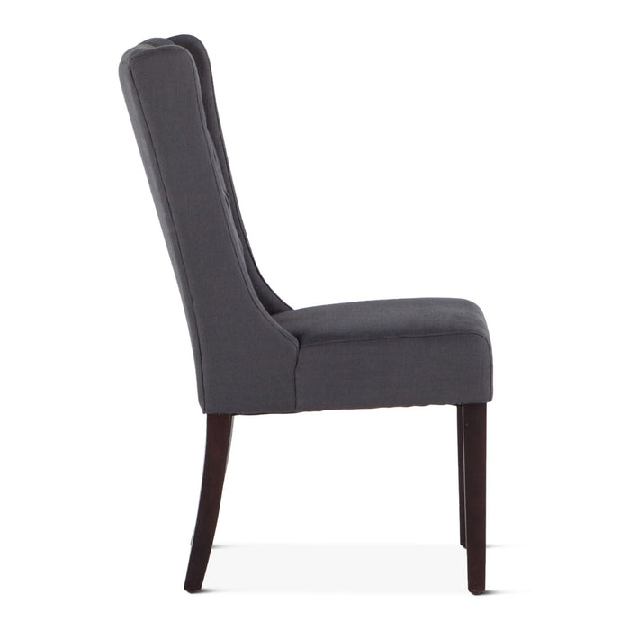 Upholstered Tufted Gray Linen Dining Chair