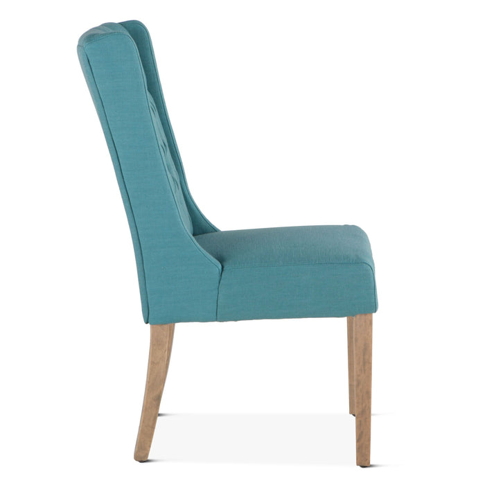 Upholstered Tufted Teal Linen Dining Chair