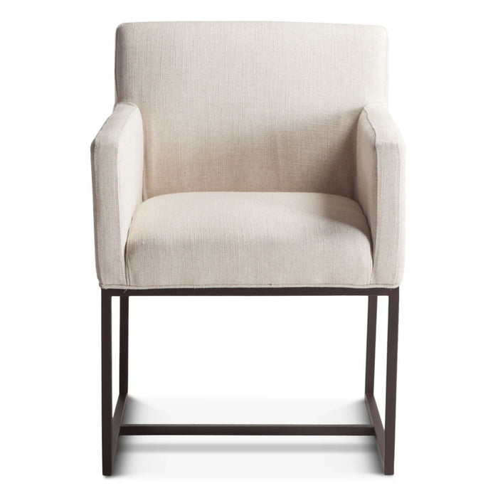 Upholstered Off-White Linen Arm Chair