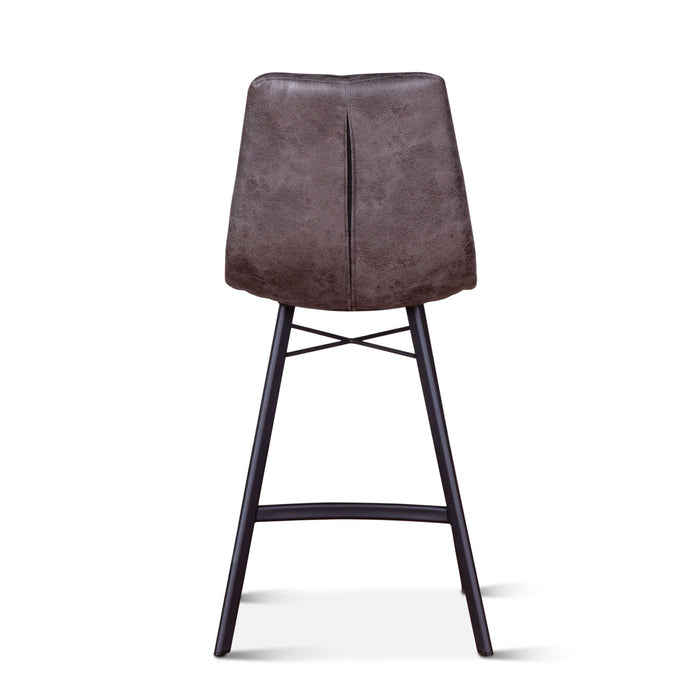 Retro Charcoal Leather Counter Stool