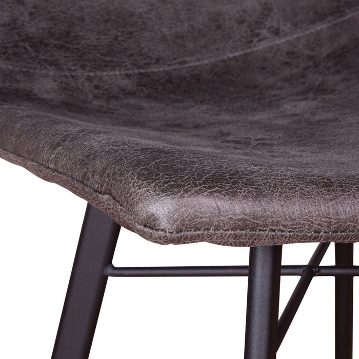 Retro Charcoal Leather Counter Stool