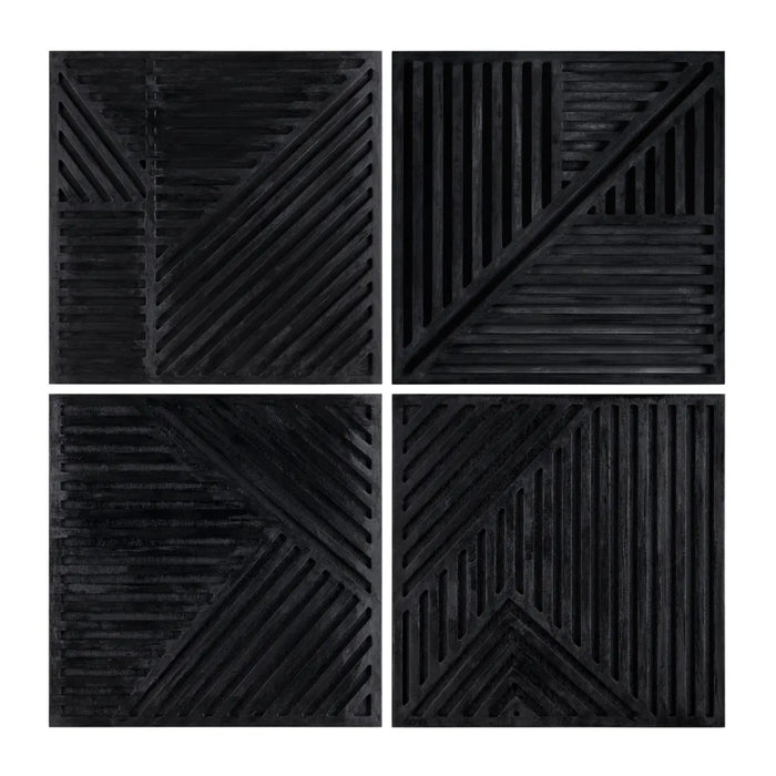 4 Panels Black Wall Art