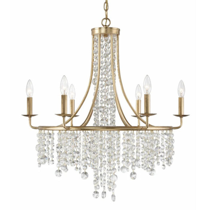 6-Light Crystal Antique Gold Chandelier