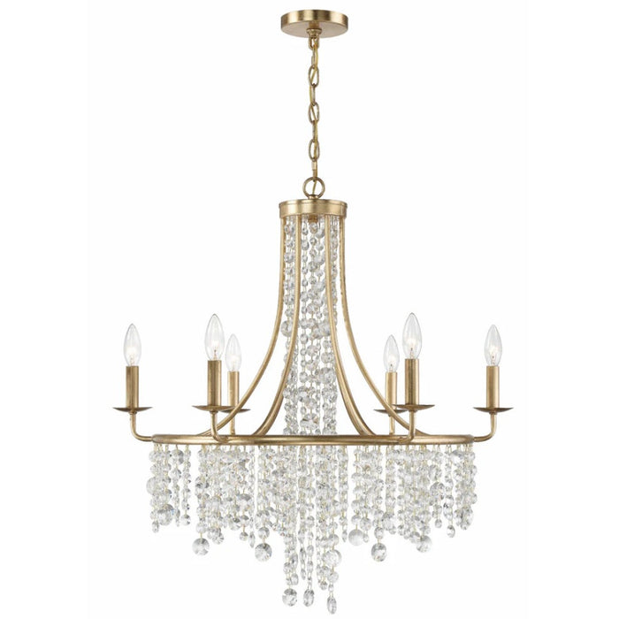 6-Light Crystal Antique Gold Chandelier