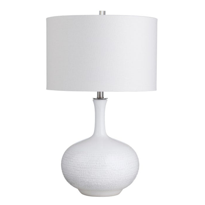 White Glazed Ceramic Table Lamps - Pair