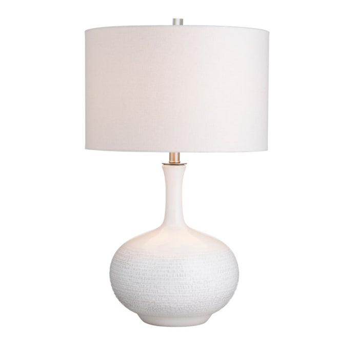 White Glazed Ceramic Table Lamps - Pair