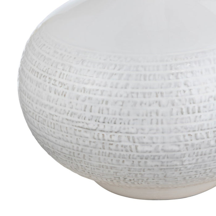 White Glazed Ceramic Table Lamps - Pair