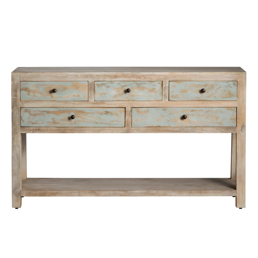 Farmhouse Distressed Blue Console Table