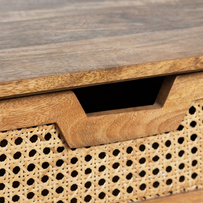 Cane Drawer Accent Table