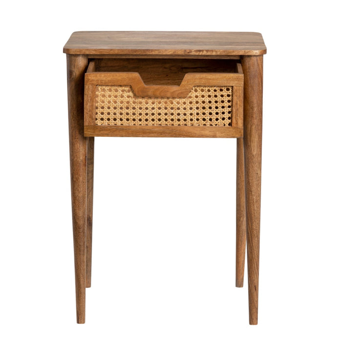 Cane Drawer Accent Table