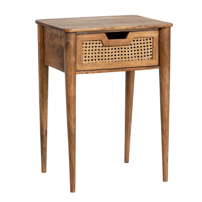 Cane Drawer Accent Table