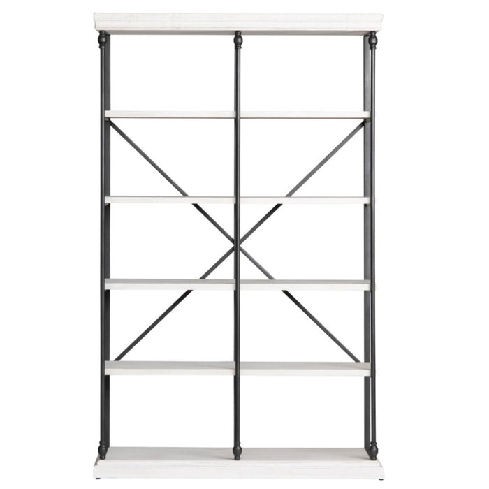 White Industrial Wood and Metal Bookshelf