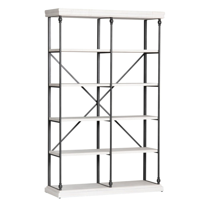 White Industrial Wood and Metal Bookshelf