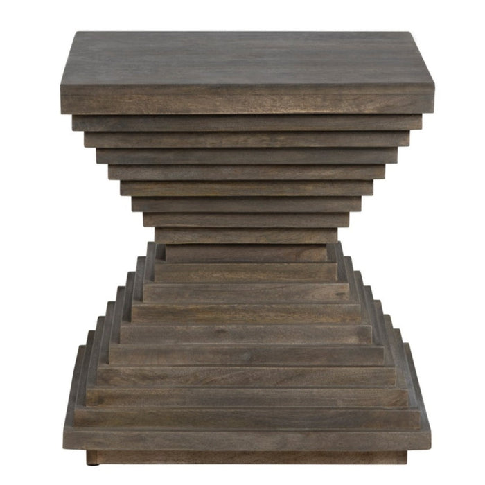 Hourglass Brown-Stained Accent Table