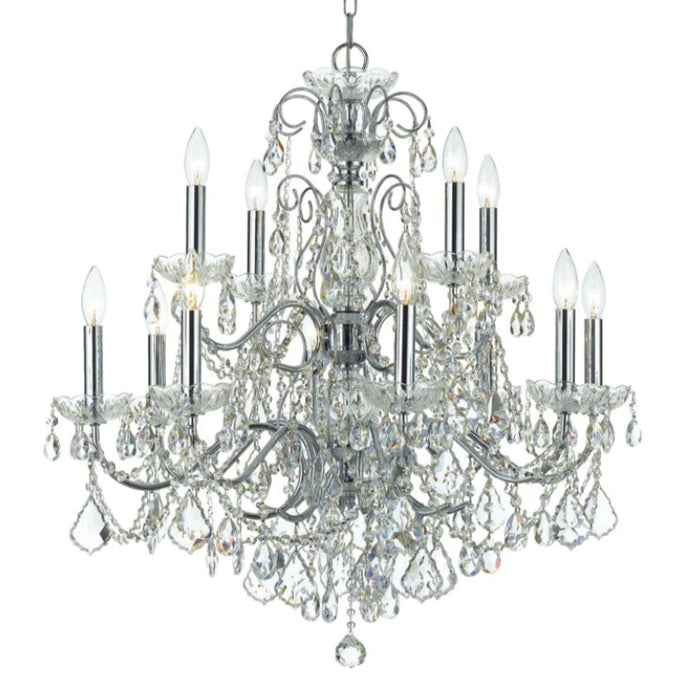 12-Light Sparkling Silver Crystal Chandelier