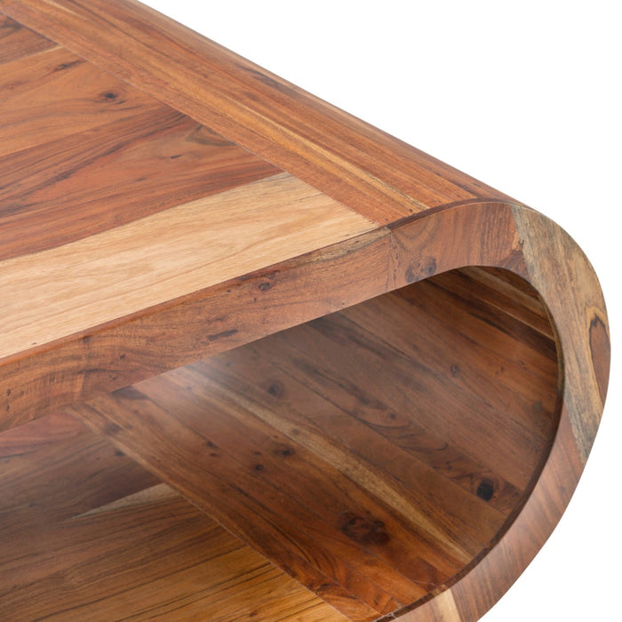 Long Rounded Brown Coffee Table