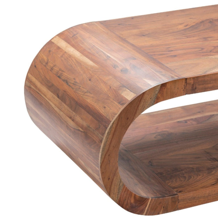 Long Rounded Brown Coffee Table