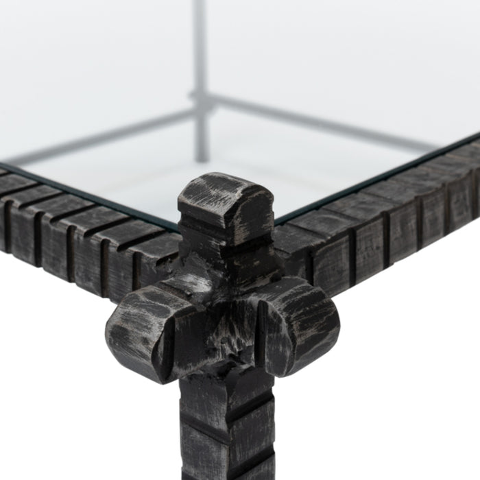 Glass Top Iron Serrated Coffee Table