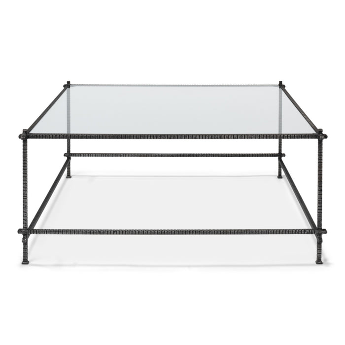 Glass Top Iron Serrated Coffee Table