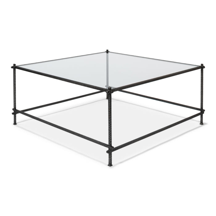 Glass Top Iron Serrated Coffee Table