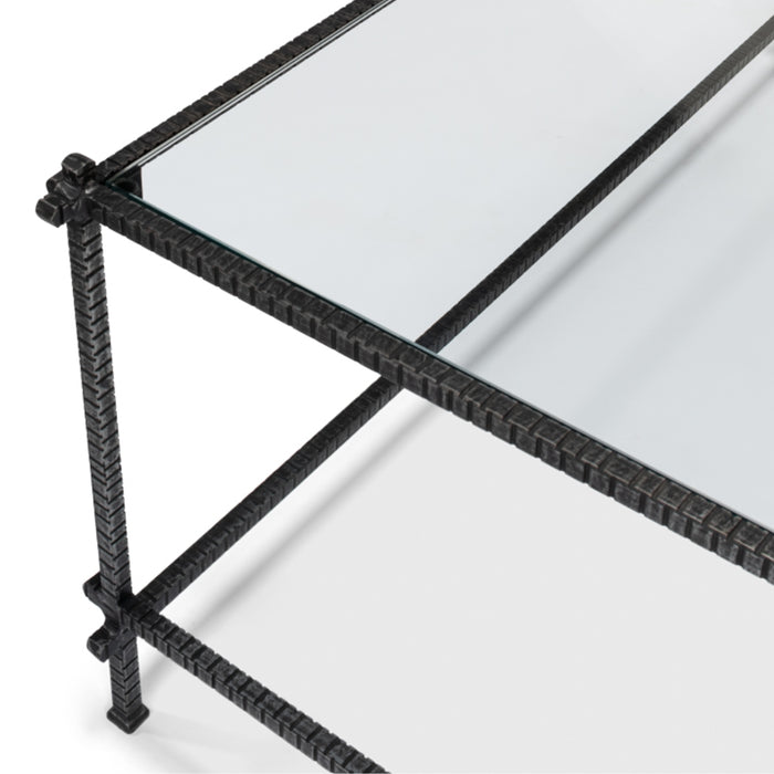 Glass Top Iron Serrated Coffee Table