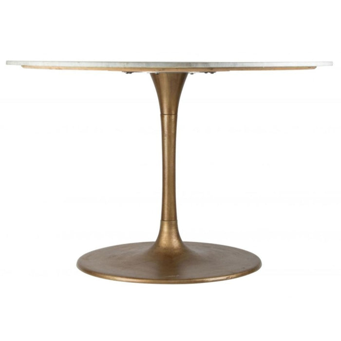 Round White Marble & Gold Dining Table