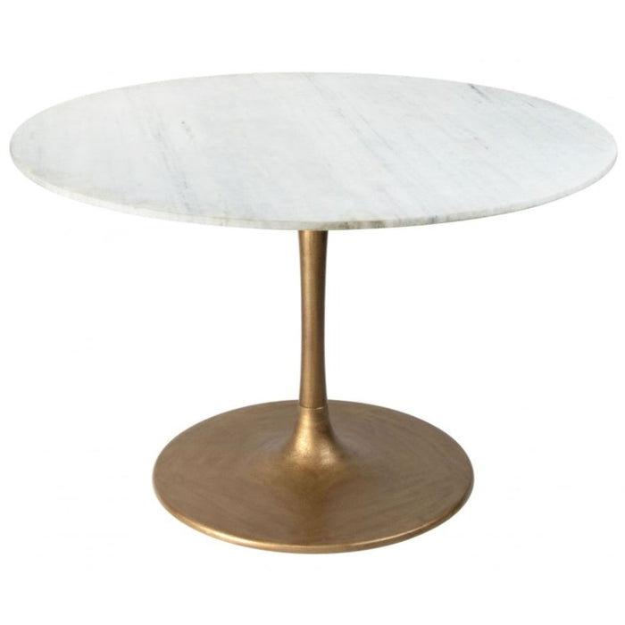 Round White Marble & Gold Dining Table