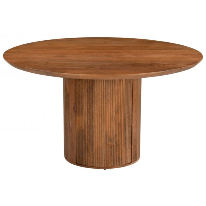 Round Brown Dining Table with Compartment