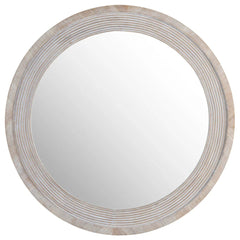 Whitewash Round Wooden Mirror