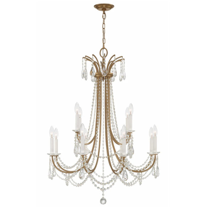 12-Light Aged Brass Teardrops Chandelier