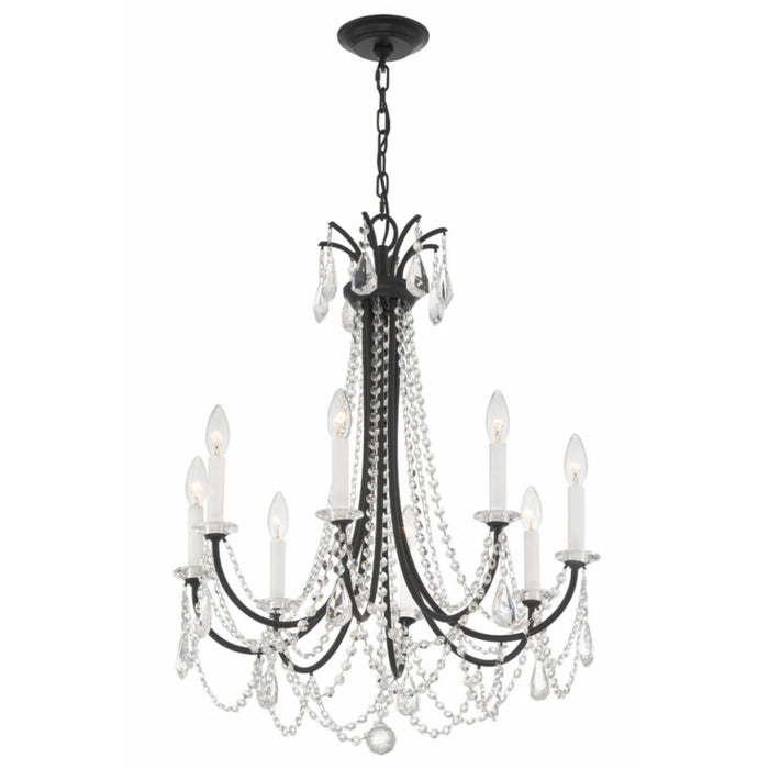 8-Light Matte Black Teardrops Chandelier