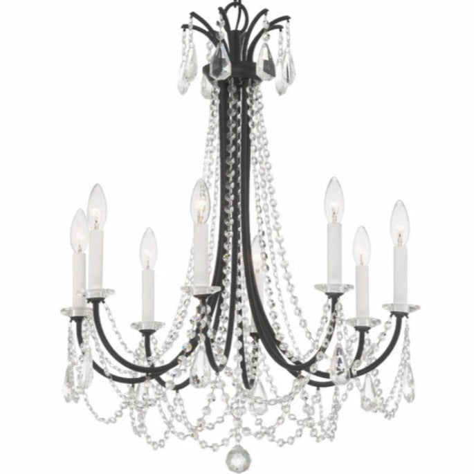 8-Light Matte Black Teardrops Chandelier