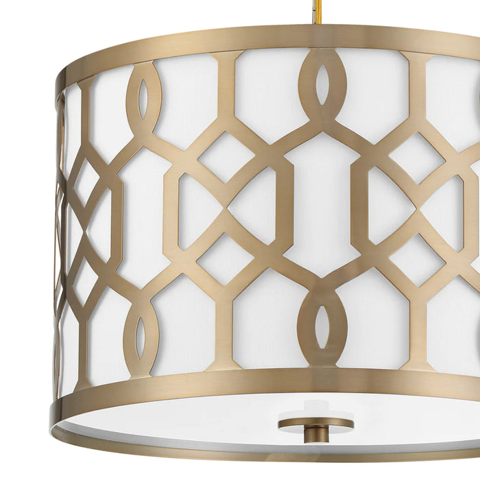 3-Light Aged Brass Geometric Chandelier