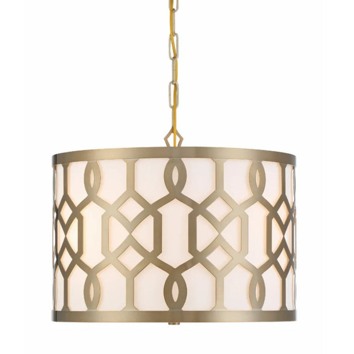 3-Light Aged Brass Geometric Chandelier