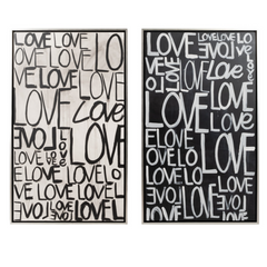 2-Pc Love Scribble Hand Painted Wall Art