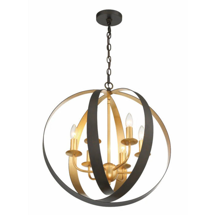 6-Light Two-Toned Large Sphere Chandelier