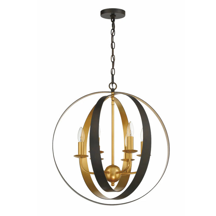 6-Light Two-Toned Large Sphere Chandelier