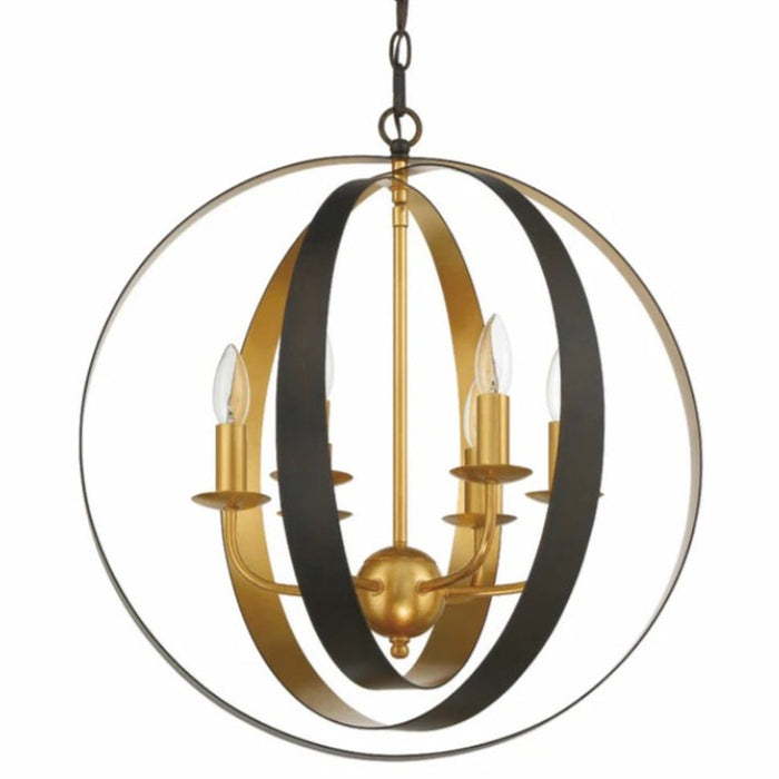 6-Light Two-Toned Large Sphere Chandelier